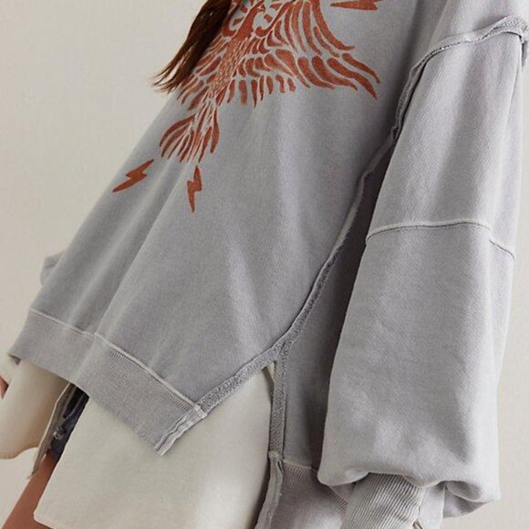 Free People We the Free Camden Sweatshirt in Zion Eagle Size L - Picture 2 of 11